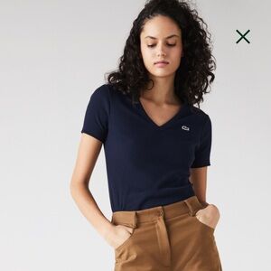 Lacoste V-Neck Cotton T-Shirt / X-Small